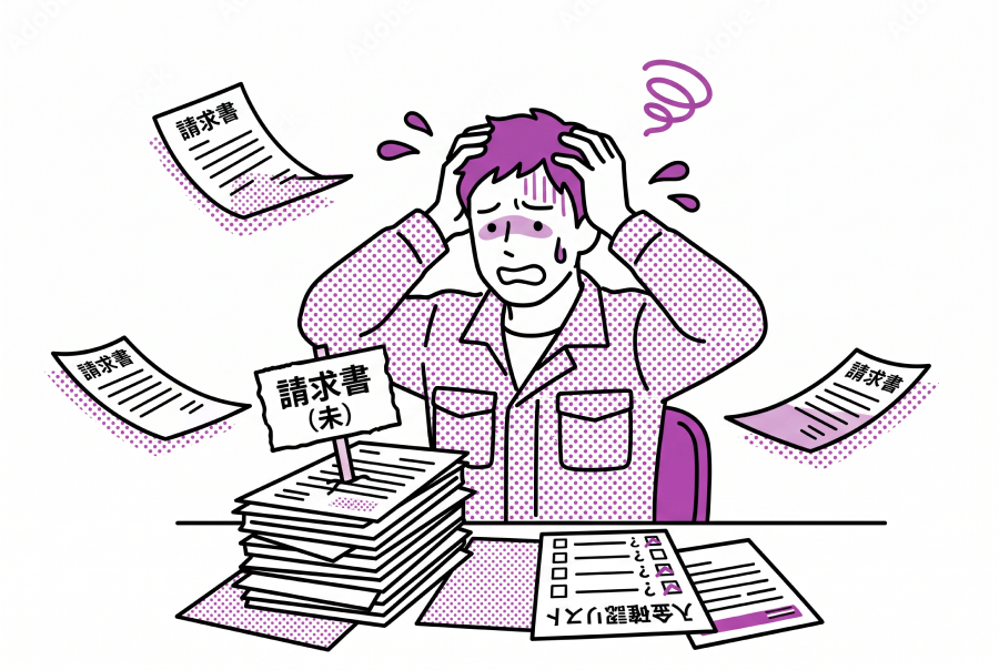 請求書の発行と入金確認が手作業で漏れが怖い