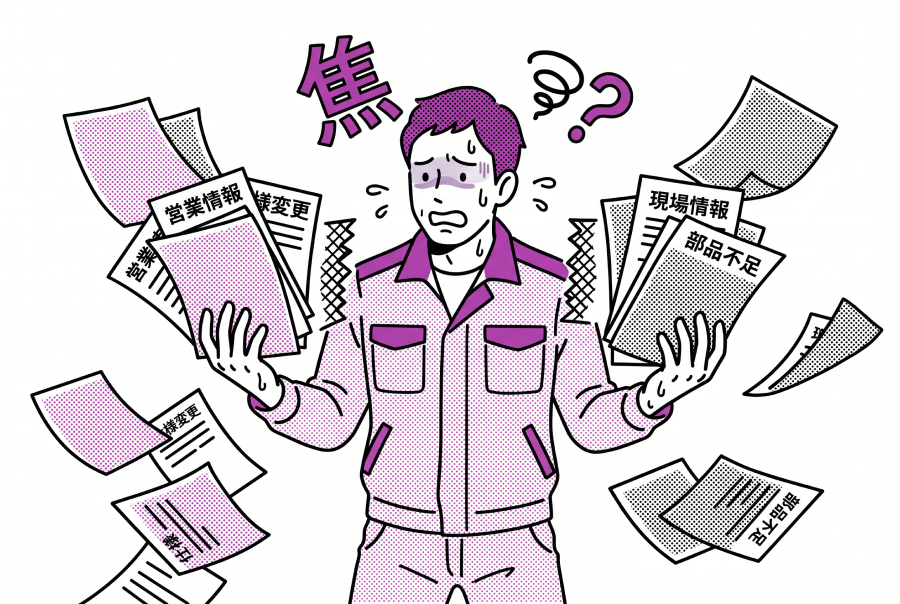 営業担当と作業員で情報が分断されている